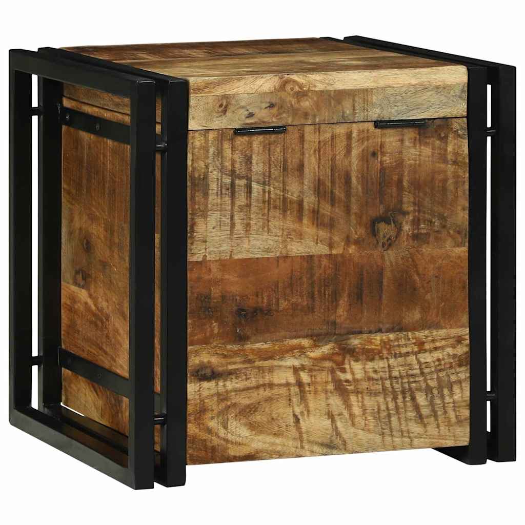 Opbevaringskasse Brun og sort 40 x 40 x 40 cm Massivt mangotræ