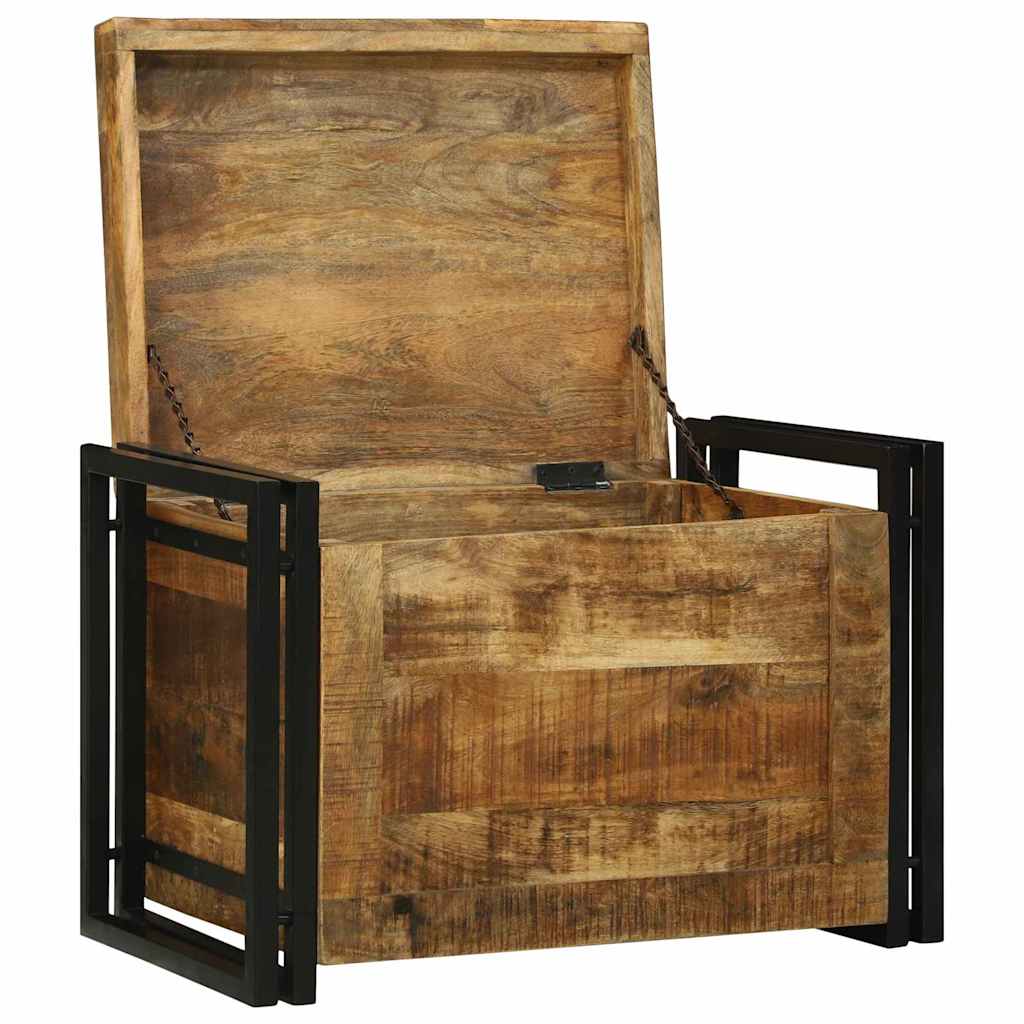 Opbevaringskasse Brun og sort 60 x 40 x 41 cm Massivt mangotræ