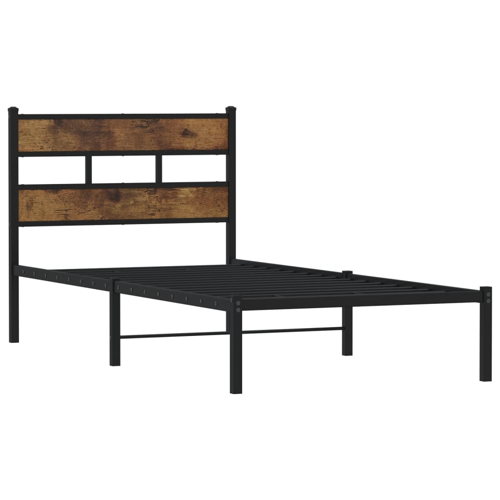 sengeramme uden madras 75x190 cm metal røget egetræsfarve
