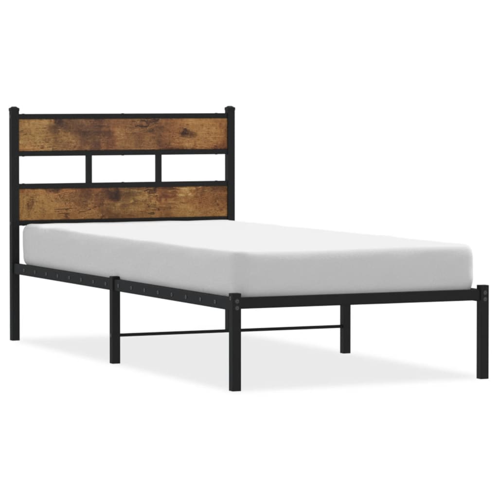sengeramme uden madras 80x200 cm metal røget egetræsfarve