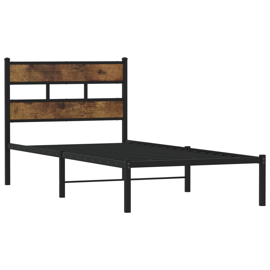 sengeramme uden madras 80x200 cm metal røget egetræsfarve