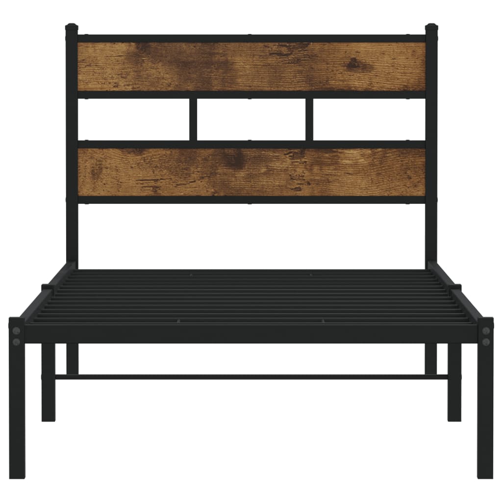 sengeramme uden madras 90x190 cm metal røget egetræsfarve