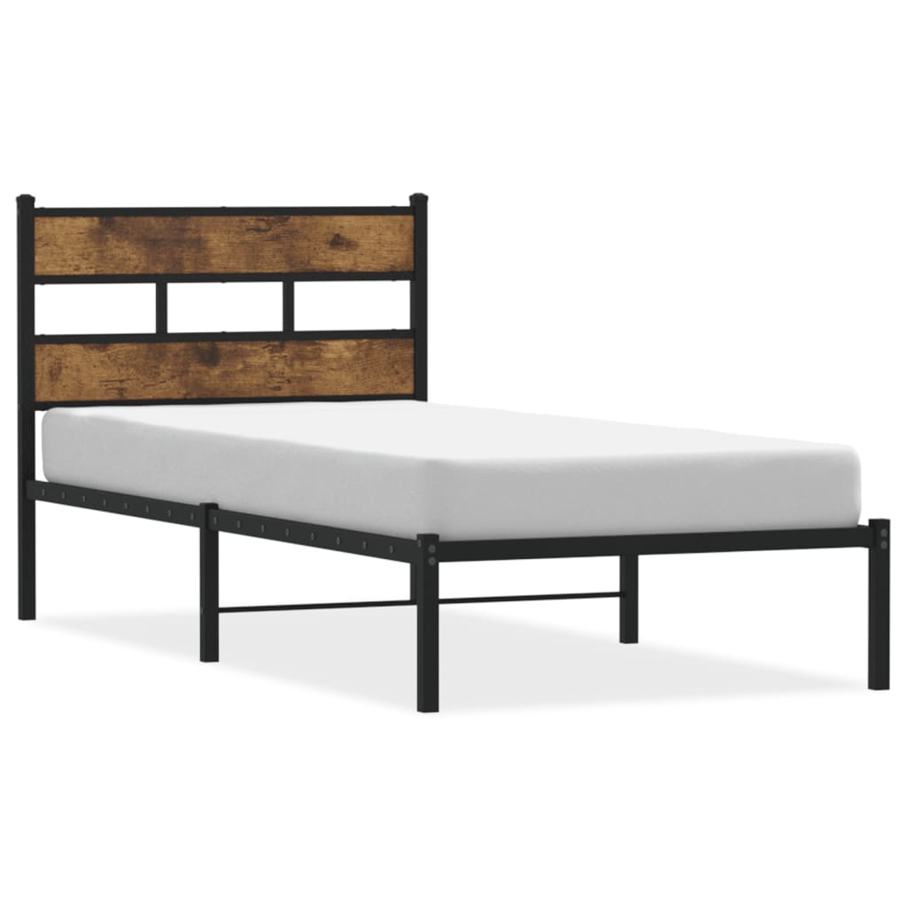 sengeramme uden madras 107x203 cm metal røget egetræsfarve
