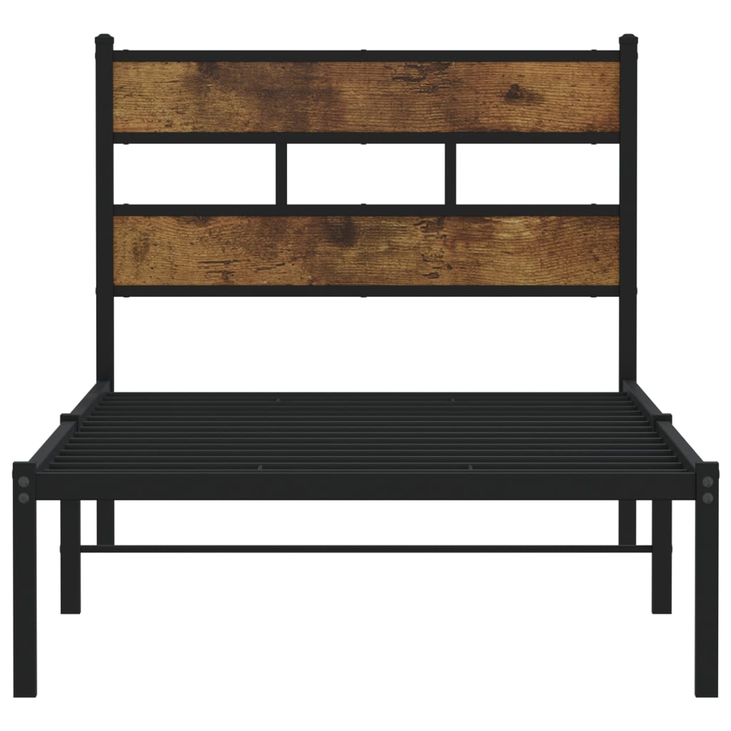 sengeramme uden madras 107x203 cm metal røget egetræsfarve