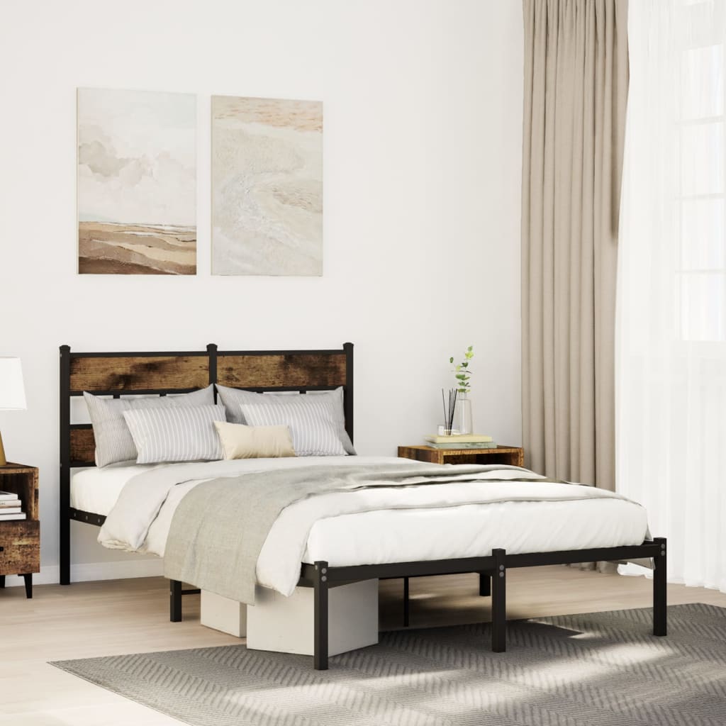 sengeramme uden madras 120x190 cm metal røget egetræsfarve