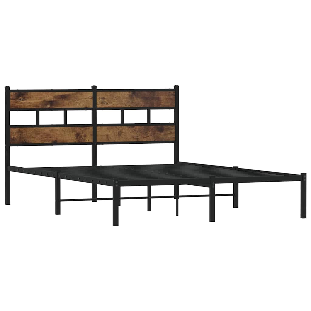 sengeramme uden madras 135x190 cm metal røget egetræsfarve