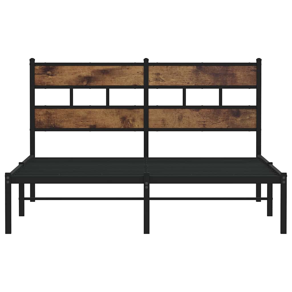 sengeramme uden madras 135x190 cm metal røget egetræsfarve