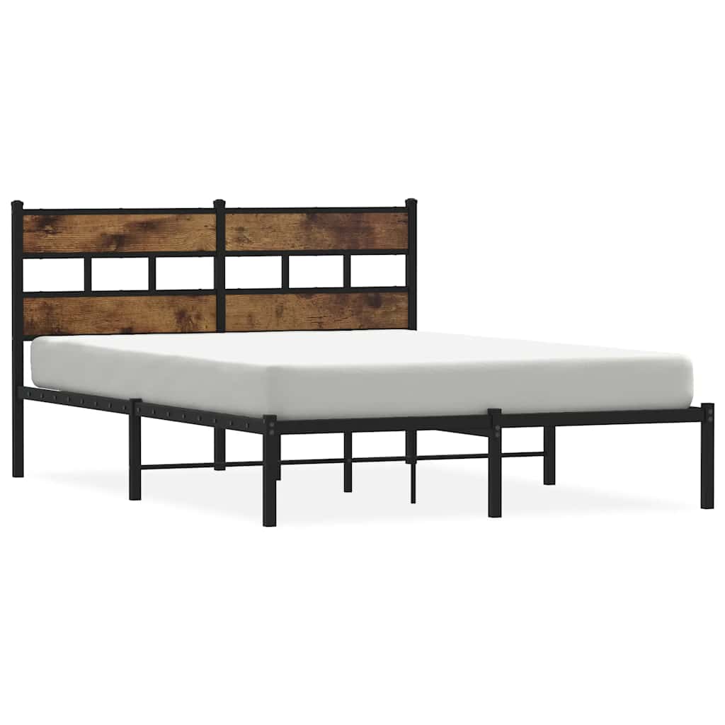 sengeramme uden madras 140x190 cm metal røget egetræsfarve
