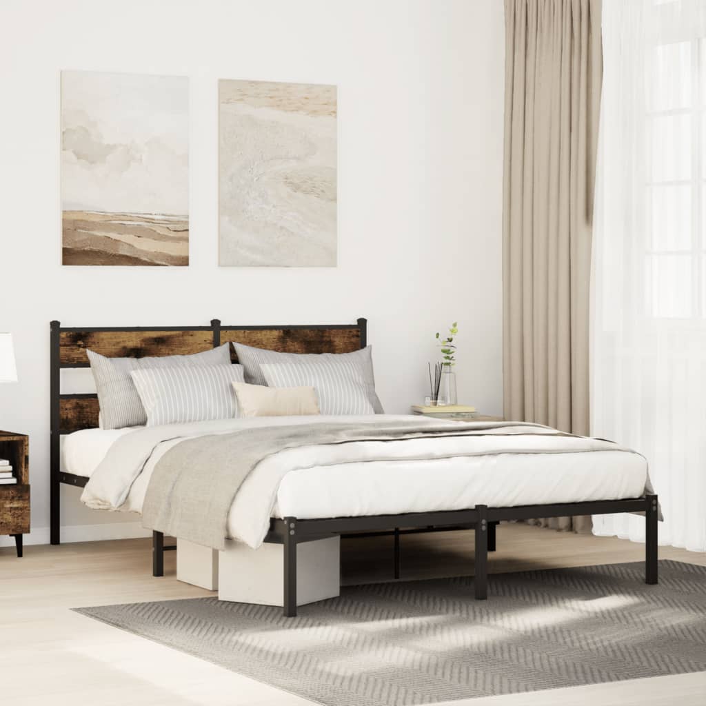 sengeramme uden madras 160x200 cm metal røget egetræsfarve