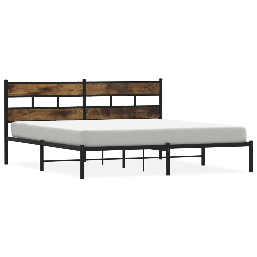 sengeramme uden madras 183x213 cm metal røget egetræsfarve