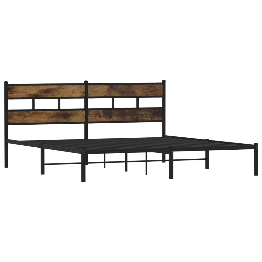 sengeramme uden madras 183x213 cm metal røget egetræsfarve