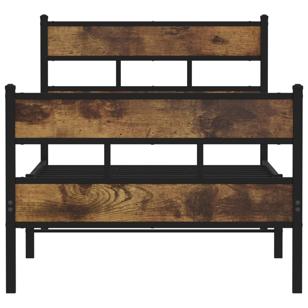 sengeramme uden madras 75x190 cm metal røget egetræsfarve
