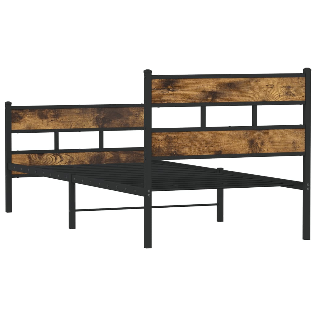 sengeramme uden madras 75x190 cm metal røget egetræsfarve
