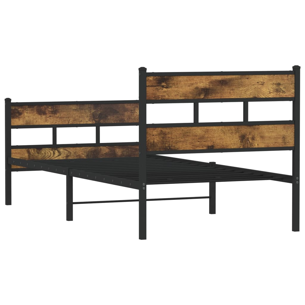 sengeramme uden madras 100x190 cm metal røget egetræsfarve