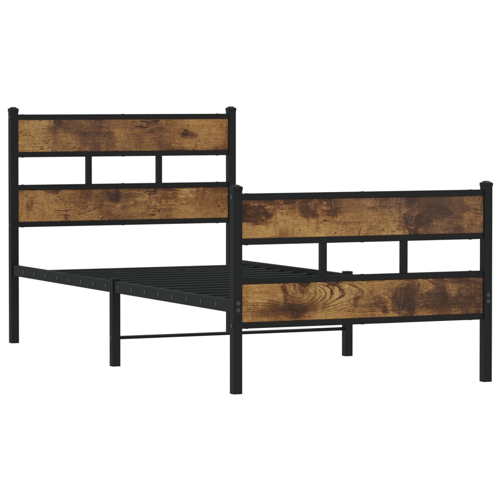 sengeramme uden madras 107x203 cm metal røget egetræsfarve