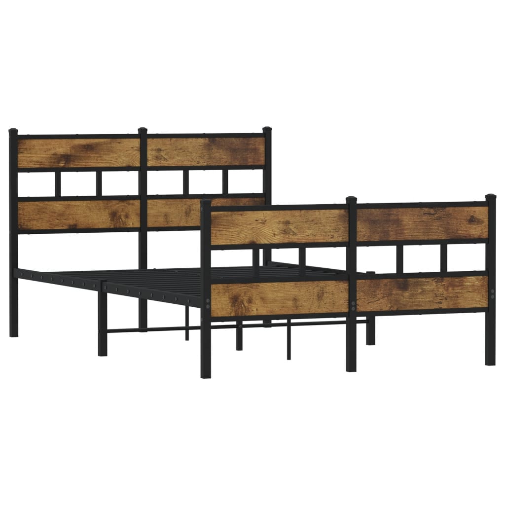 sengeramme uden madras 120x190 cm metal røget egetræsfarve