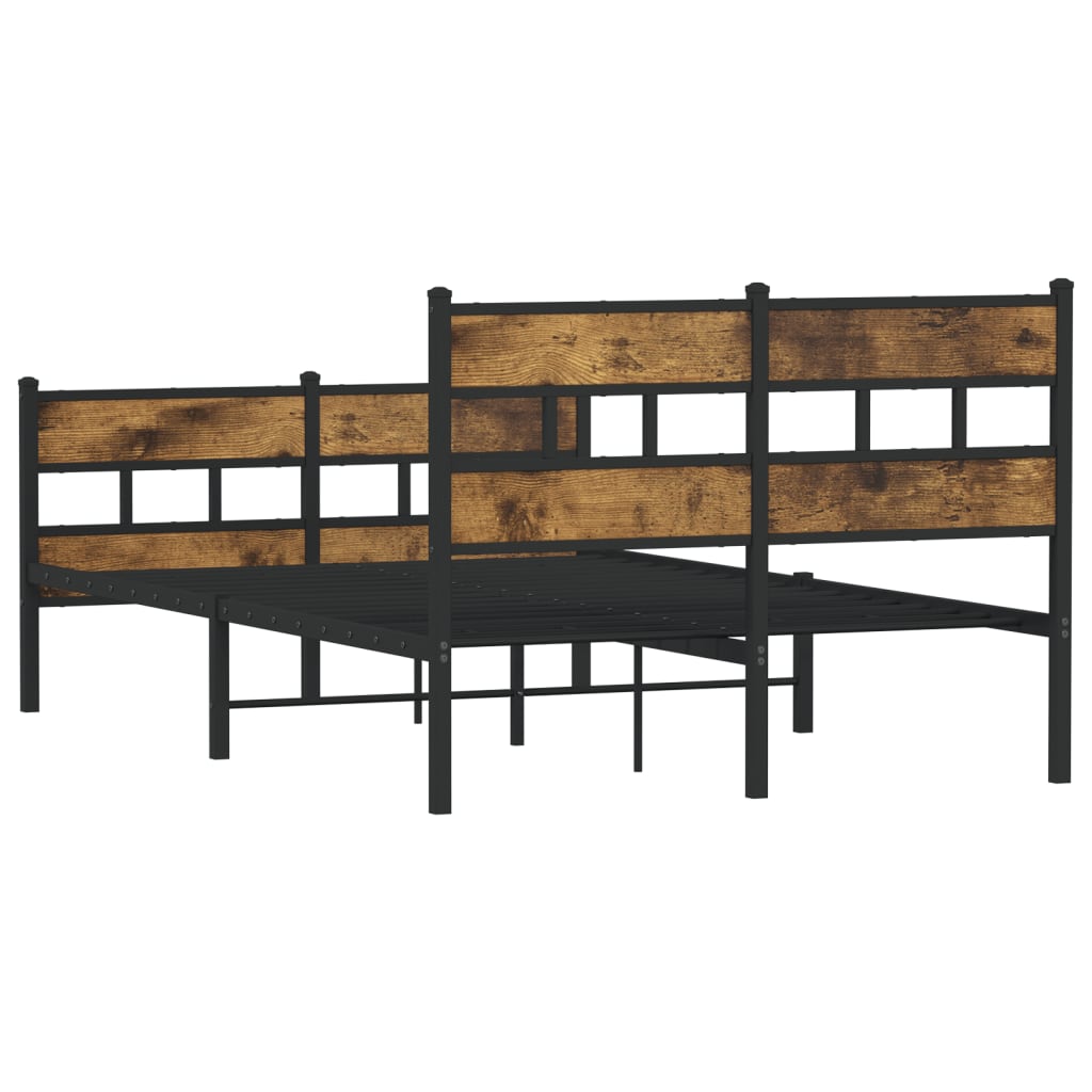 sengeramme uden madras 120x190 cm metal røget egetræsfarve