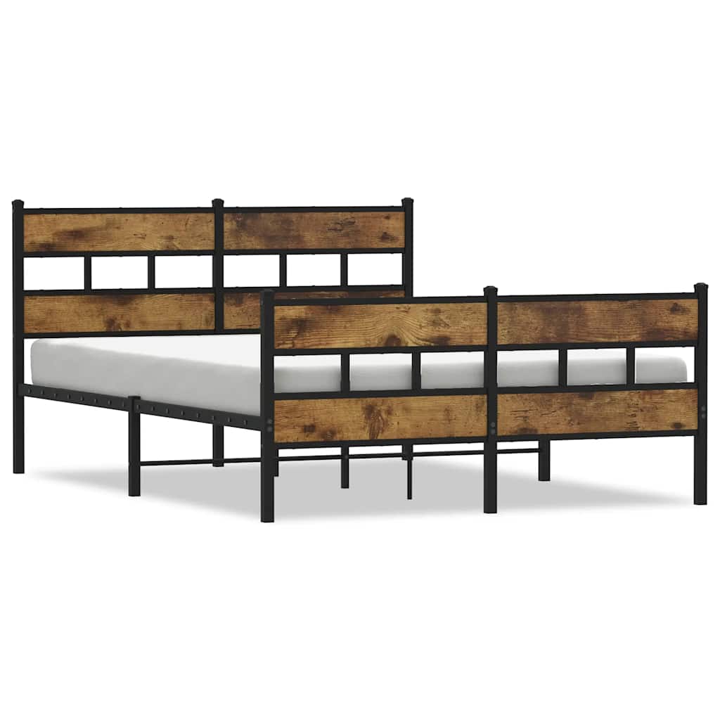 sengeramme uden madras 135x190 cm metal røget egetræsfarve
