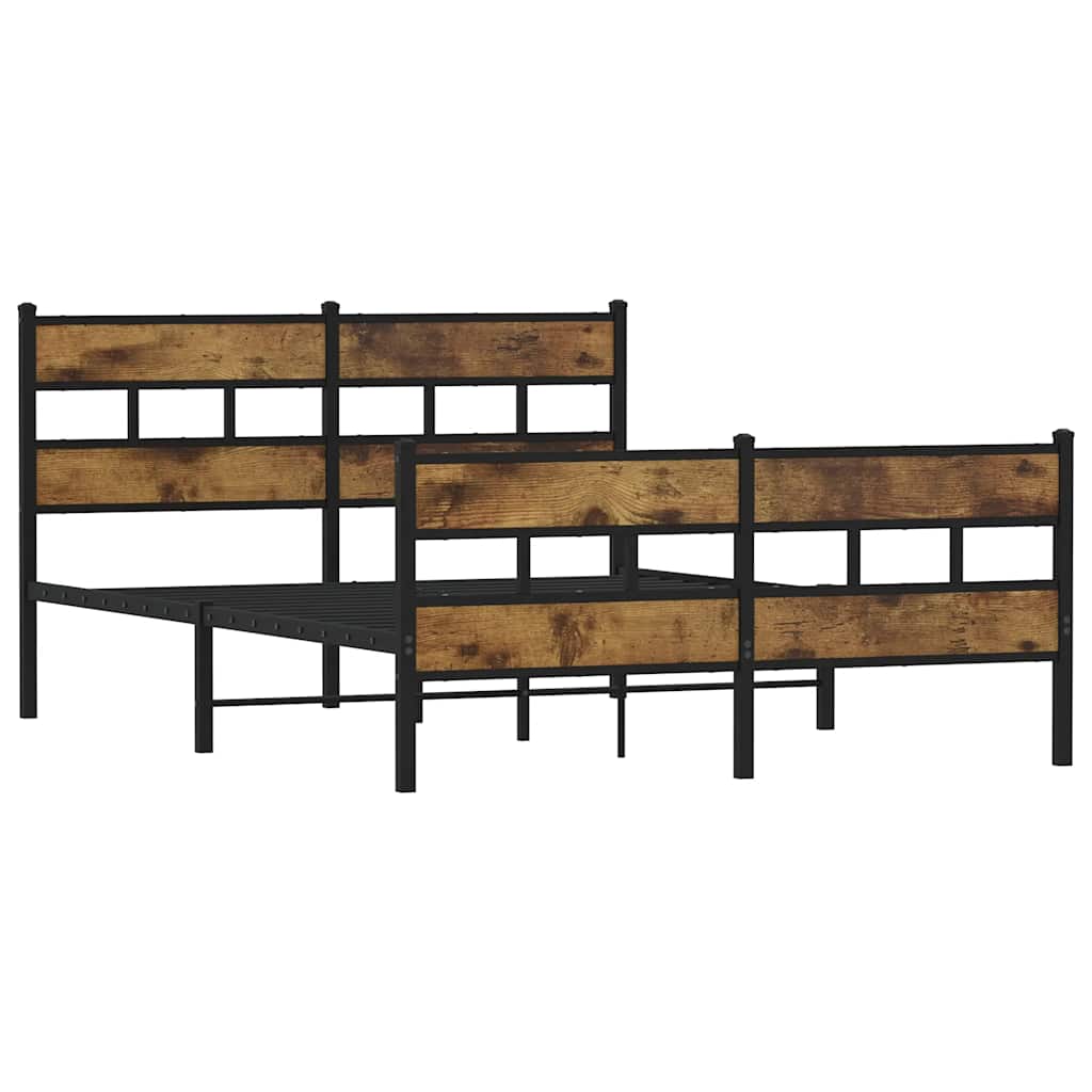 sengeramme uden madras 135x190 cm metal røget egetræsfarve