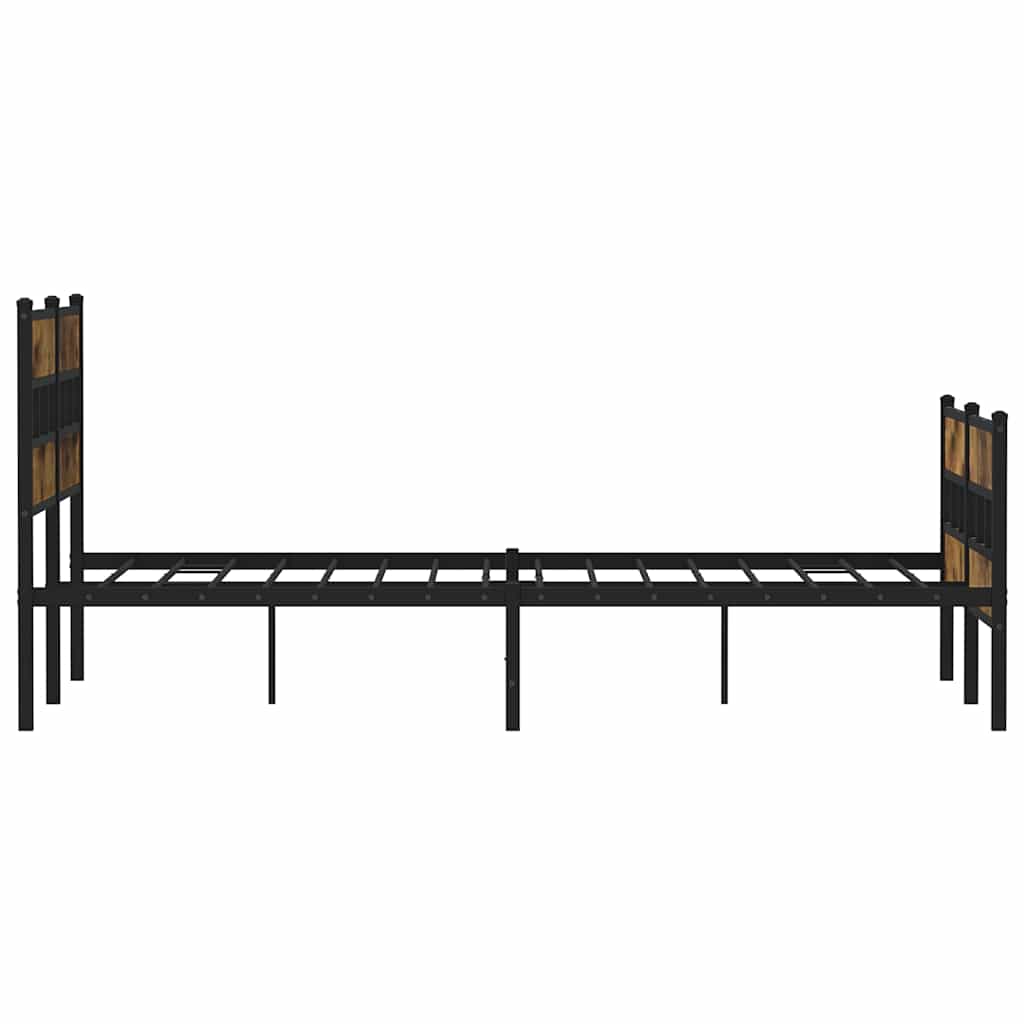 sengeramme uden madras 135x190 cm metal røget egetræsfarve