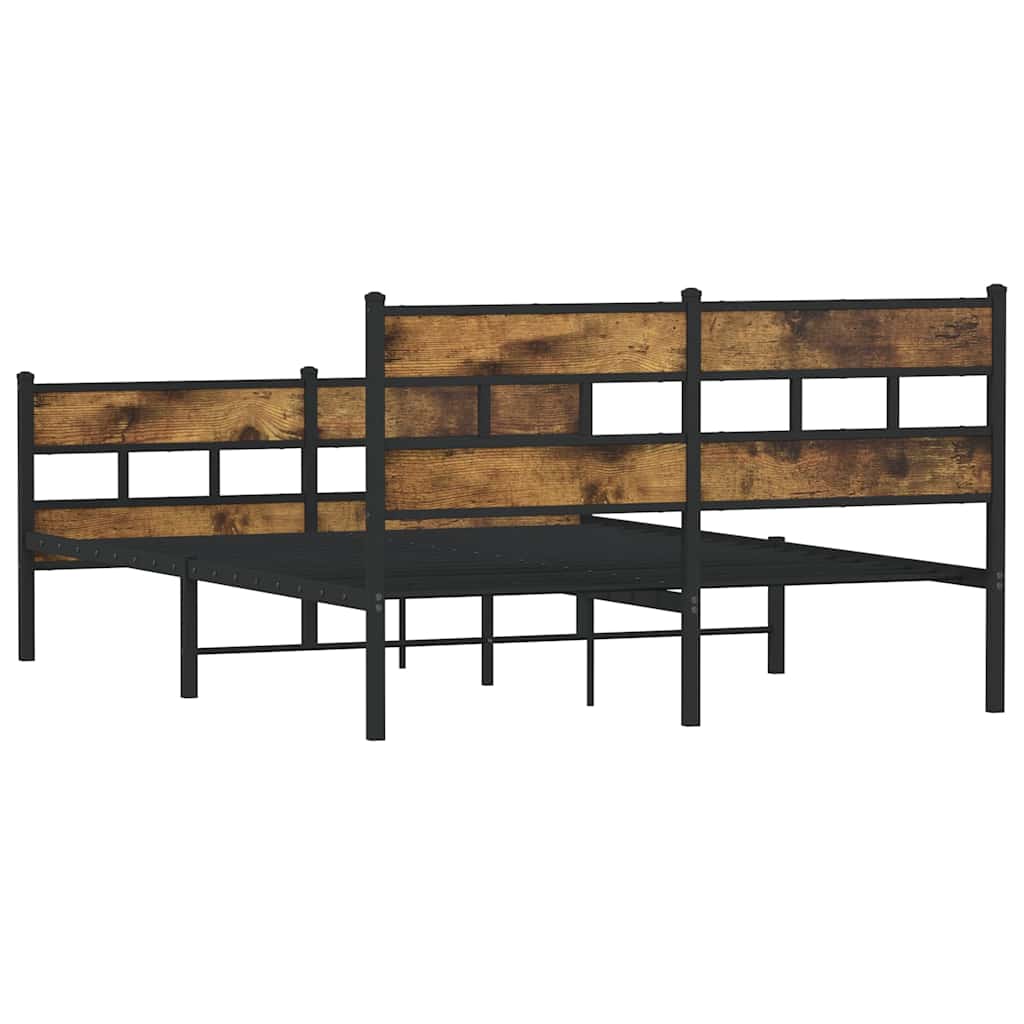 sengeramme uden madras 135x190 cm metal røget egetræsfarve