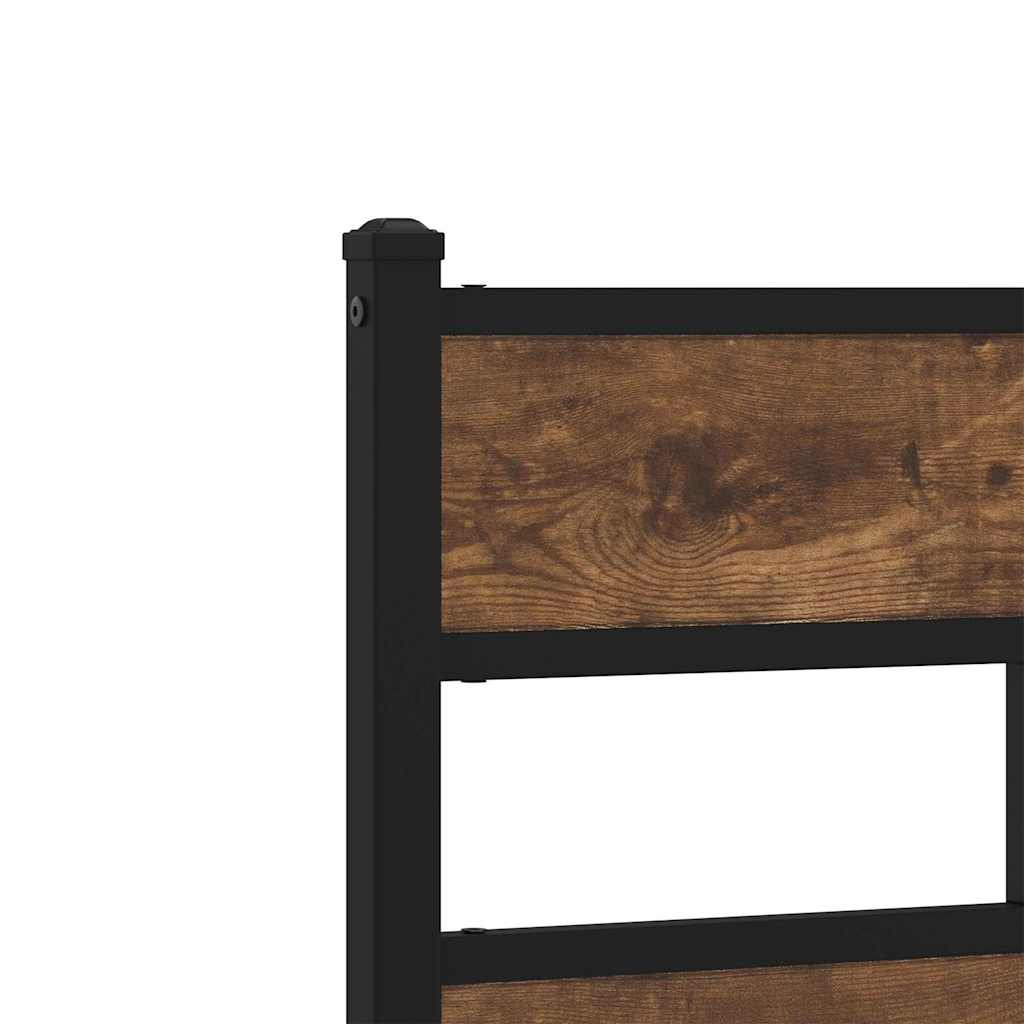 sengeramme uden madras 135x190 cm metal røget egetræsfarve