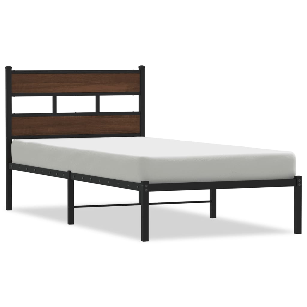 sengeramme m. sengegavl 90x190 cm uden madras brun egetræsfarve