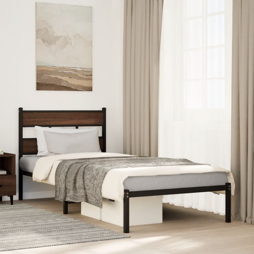 sengeramme m. sengegavl 90x190 cm uden madras brun egetræsfarve