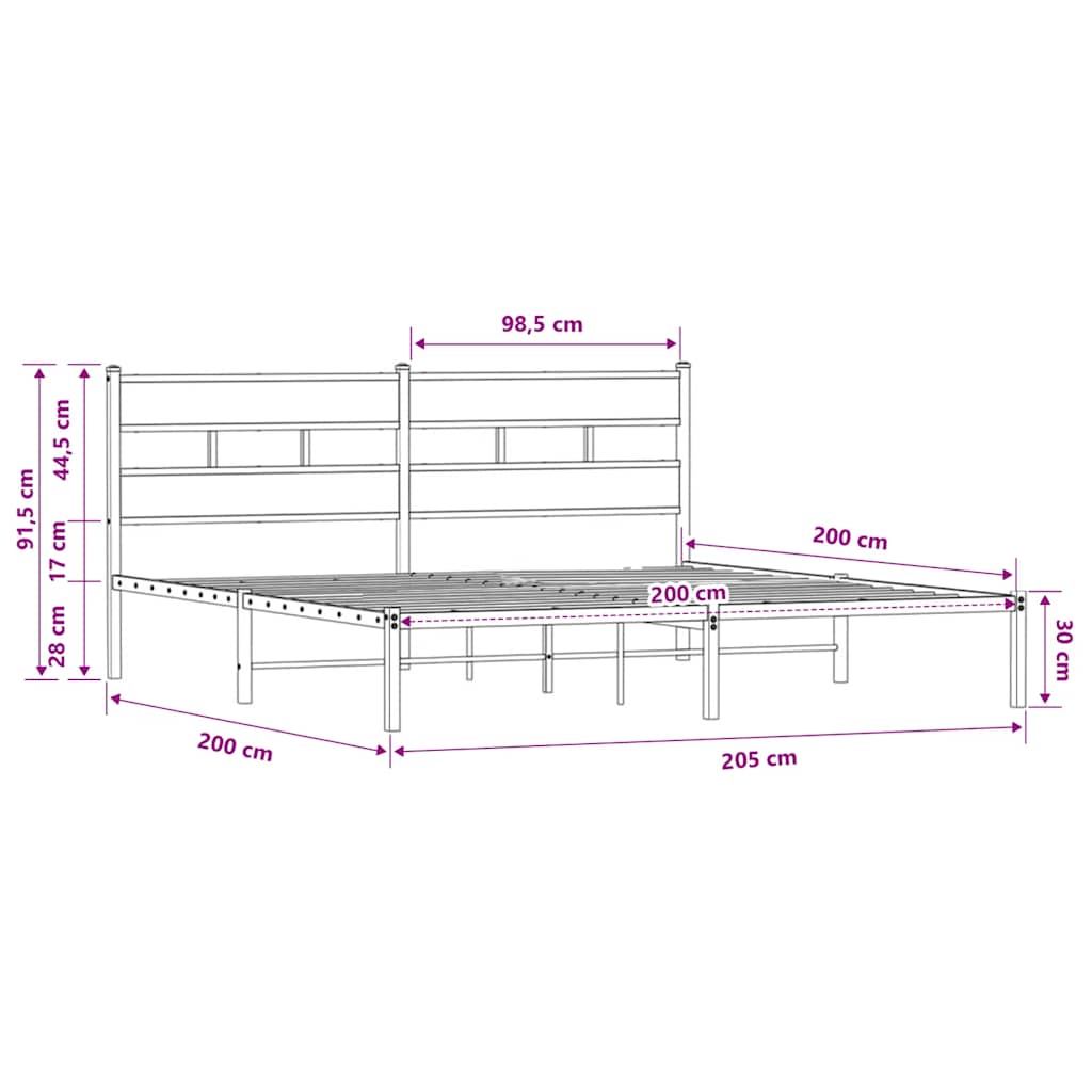 sengeramme m. sengegavl 200x200 cm uden madras brunt eg