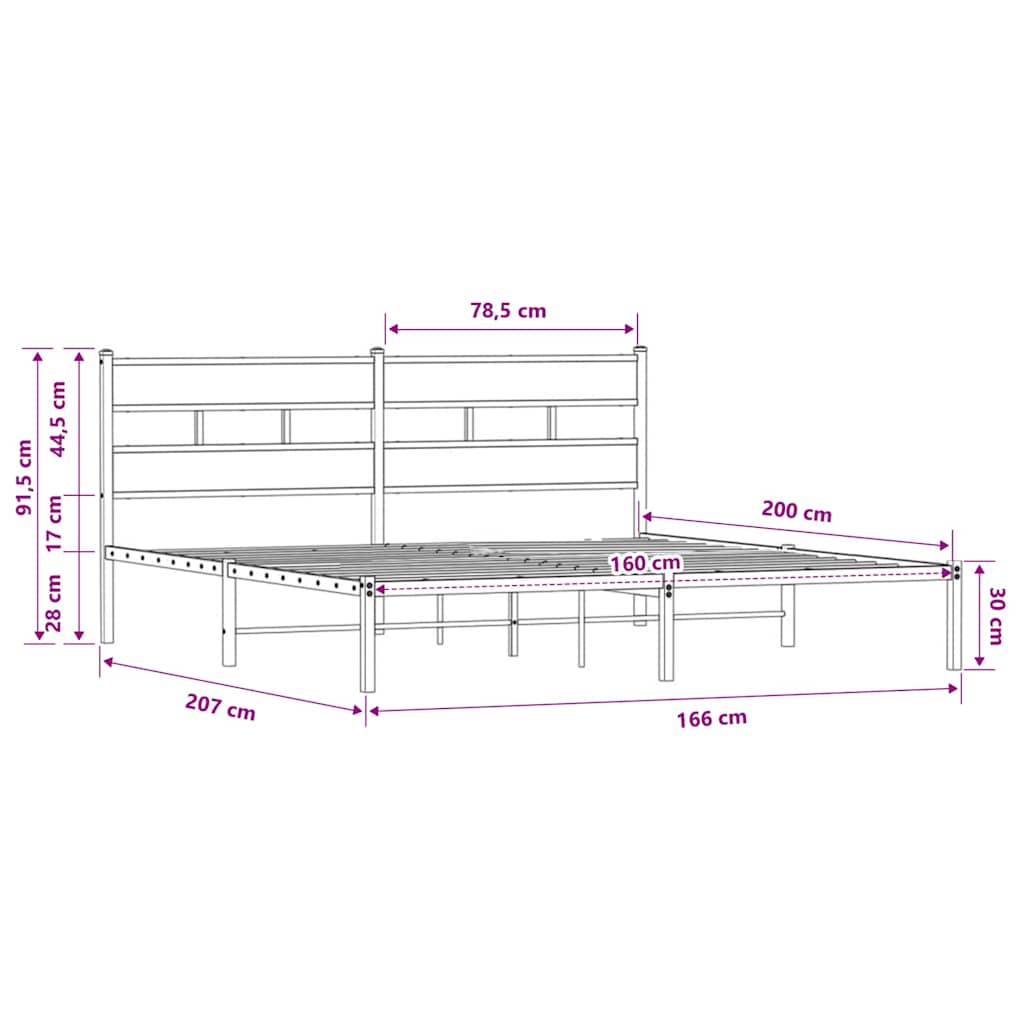 sengeramme m. sengegavl 160x200 cm uden madras sonoma-eg