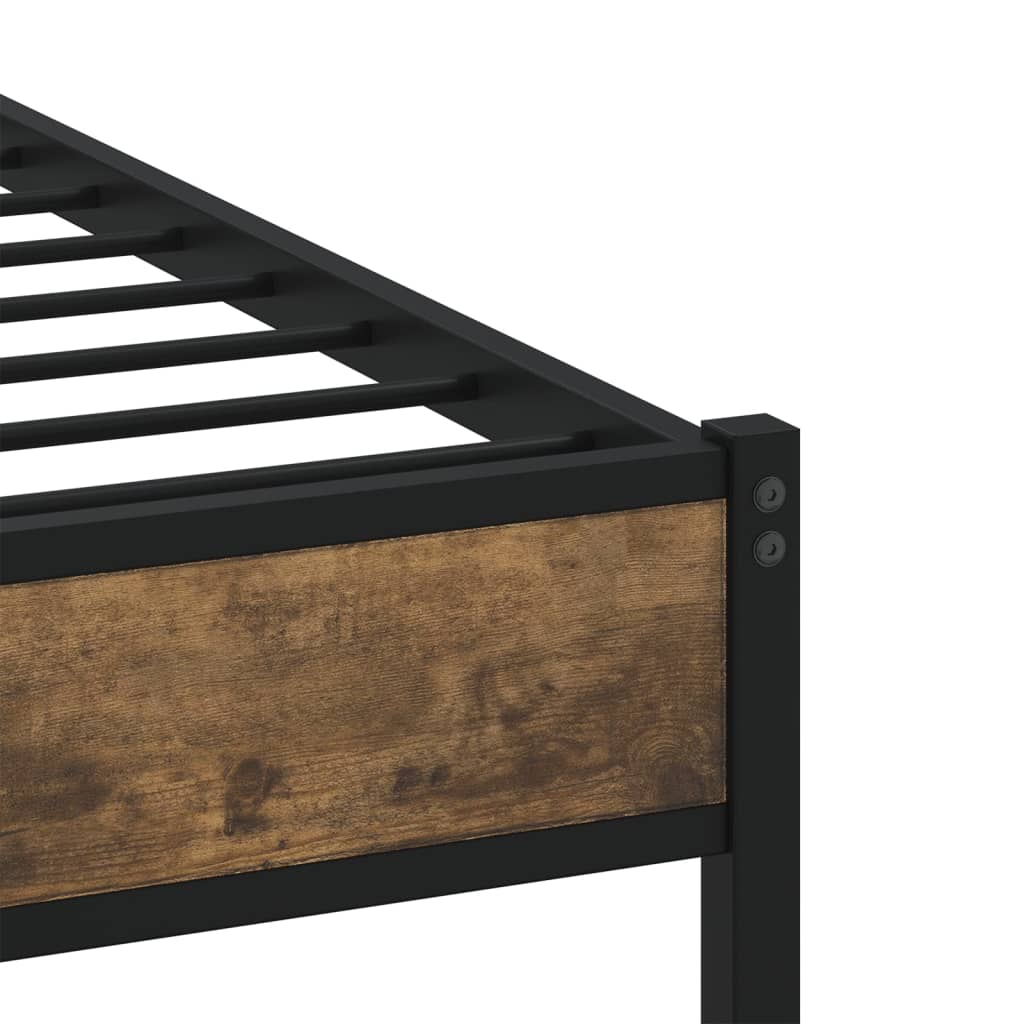 sengeramme uden madras 75x190 cm metal røget egetræsfarve
