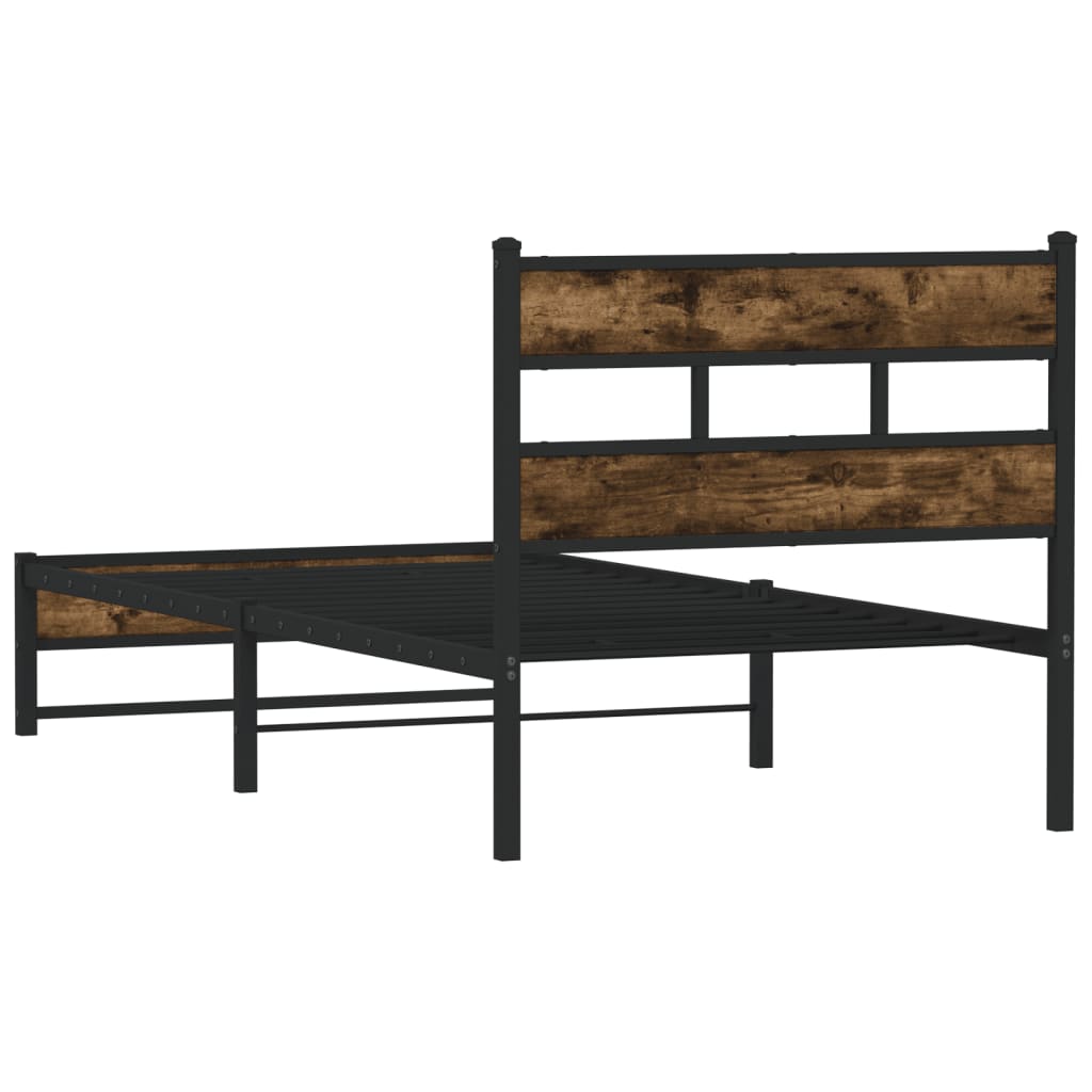 sengeramme uden madras 90x200 cm metal røget egetræsfarve