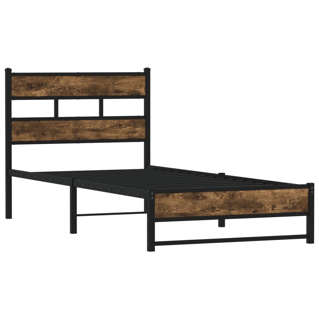 sengeramme uden madras 107x203 cm metal røget egetræsfarve