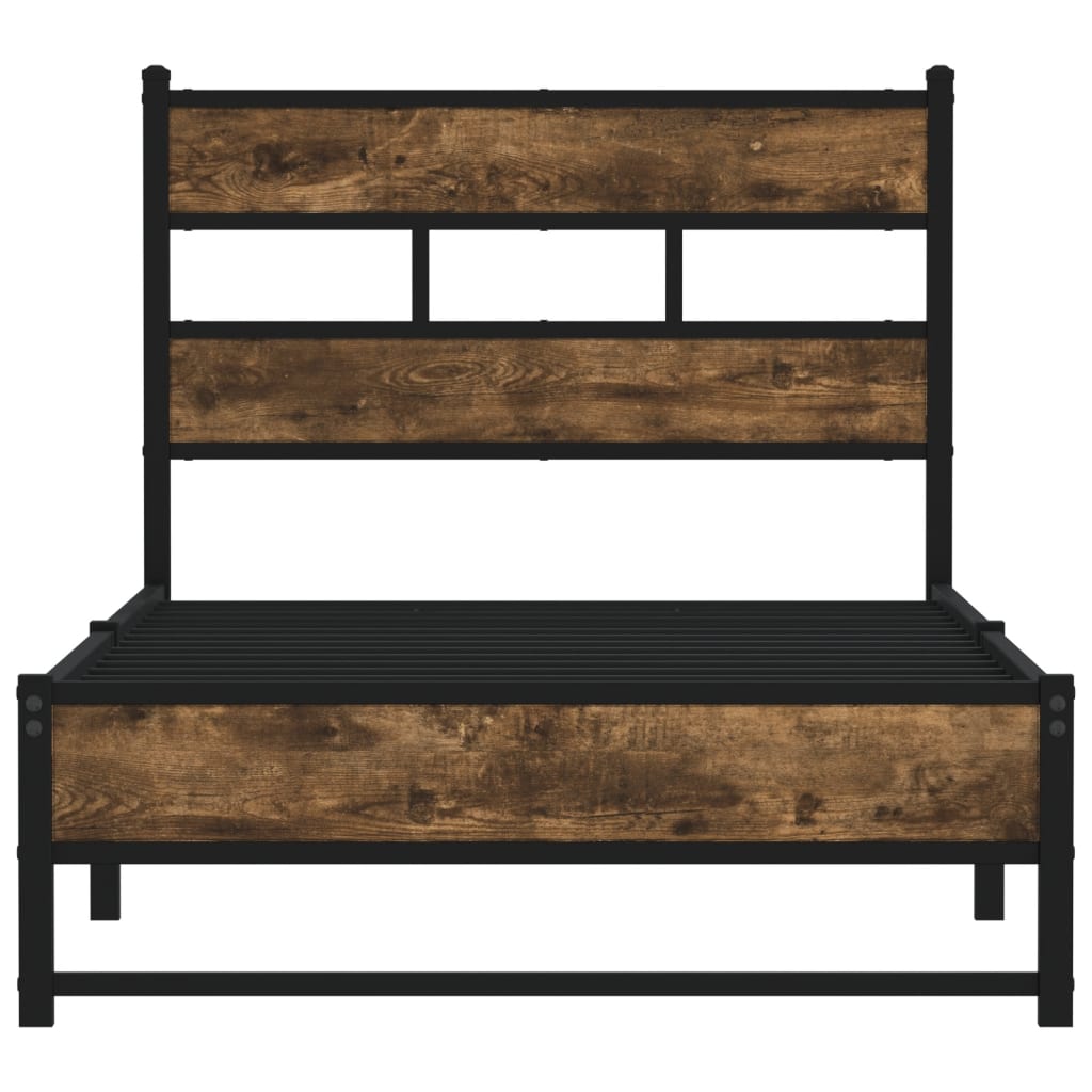 sengeramme uden madras 107x203 cm metal røget egetræsfarve