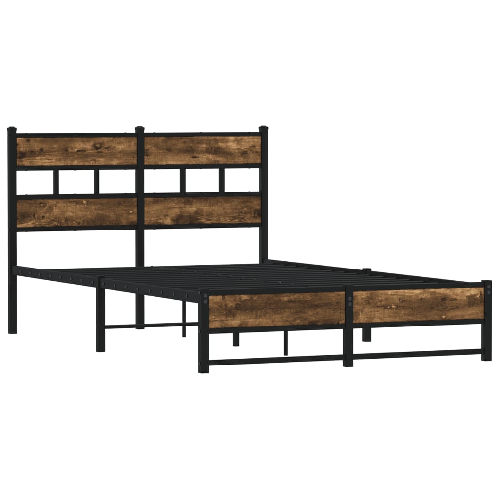 sengeramme uden madras 120x190 cm metal røget egetræsfarve