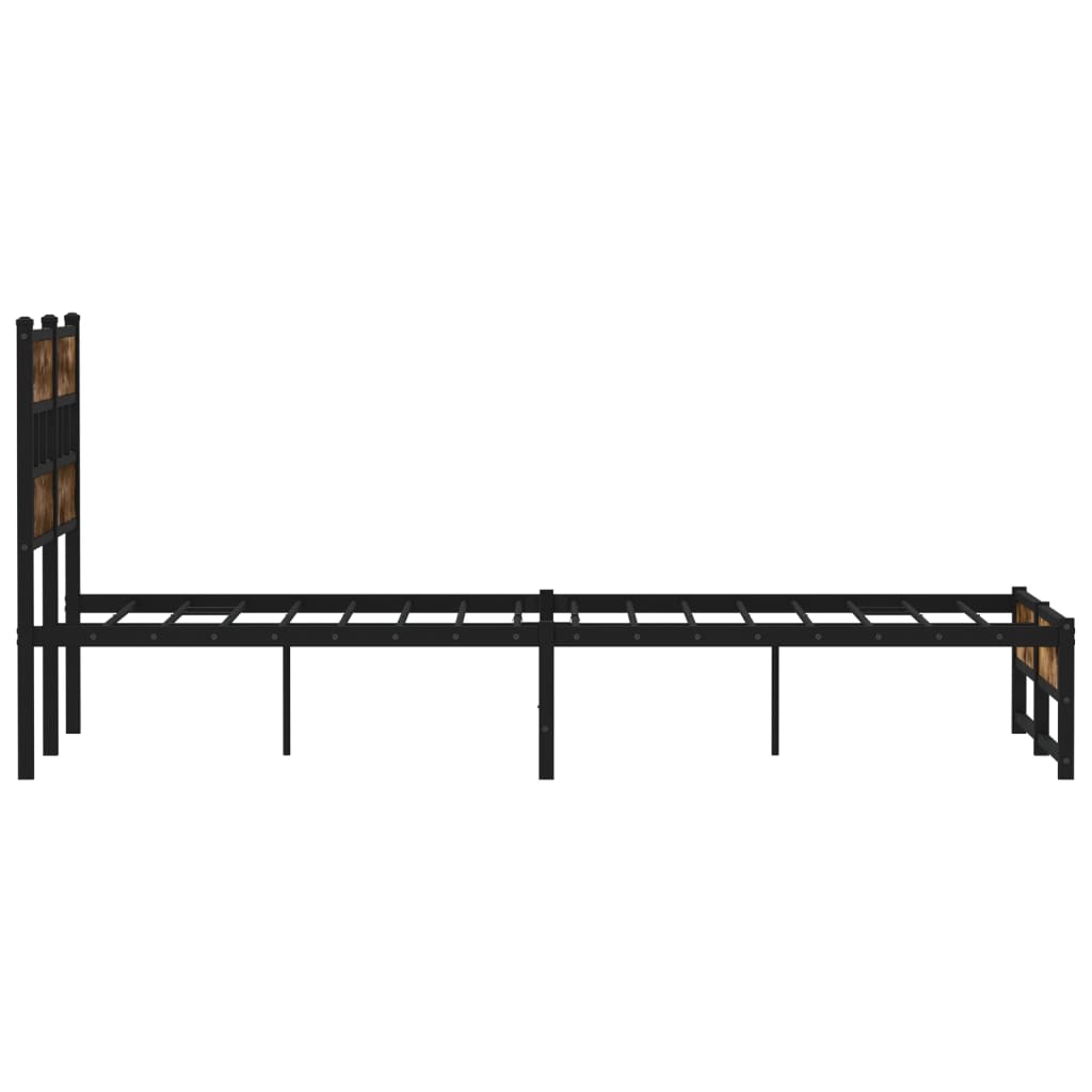 sengeramme uden madras 120x190 cm metal røget egetræsfarve