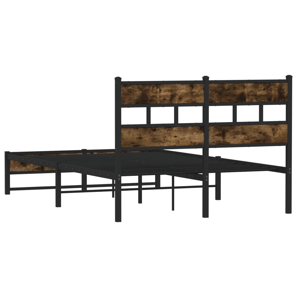 sengeramme uden madras 120x190 cm metal røget egetræsfarve