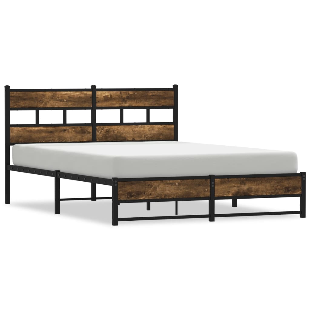 sengeramme uden madras 135x190 cm metal røget egetræsfarve
