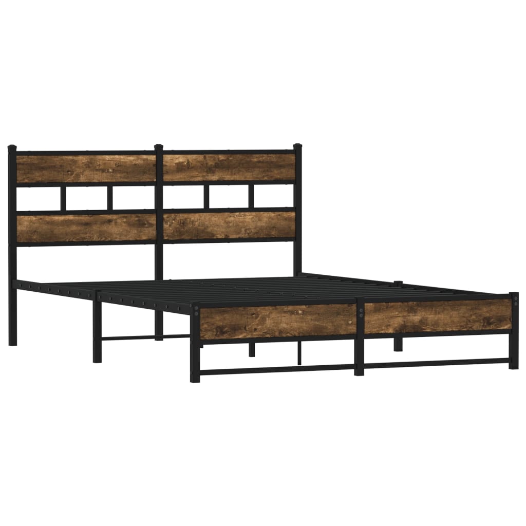 sengeramme uden madras 135x190 cm metal røget egetræsfarve