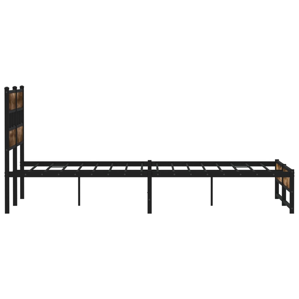 sengeramme uden madras 135x190 cm metal røget egetræsfarve
