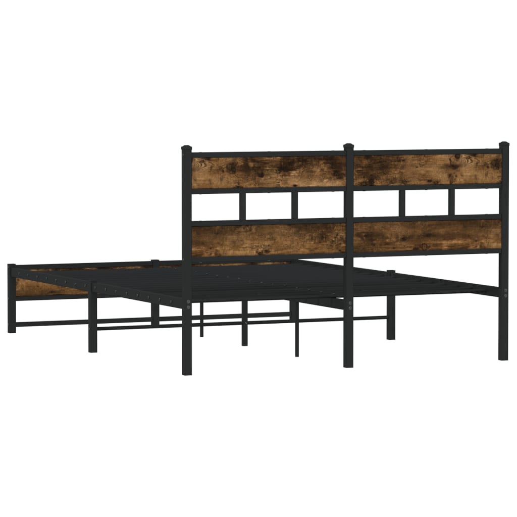 sengeramme uden madras 140x200 cm metal røget egetræsfarve