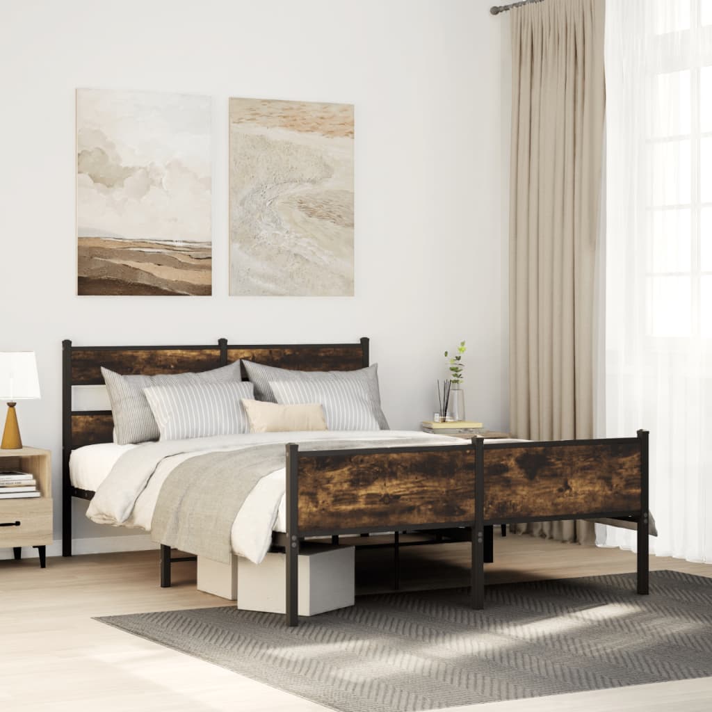 sengeramme 140x200 cm uden madras konstrueret træ røget eg