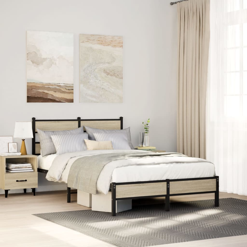 sengeramme 120x200 cm uden madras konstrueret træ sonoma-eg
