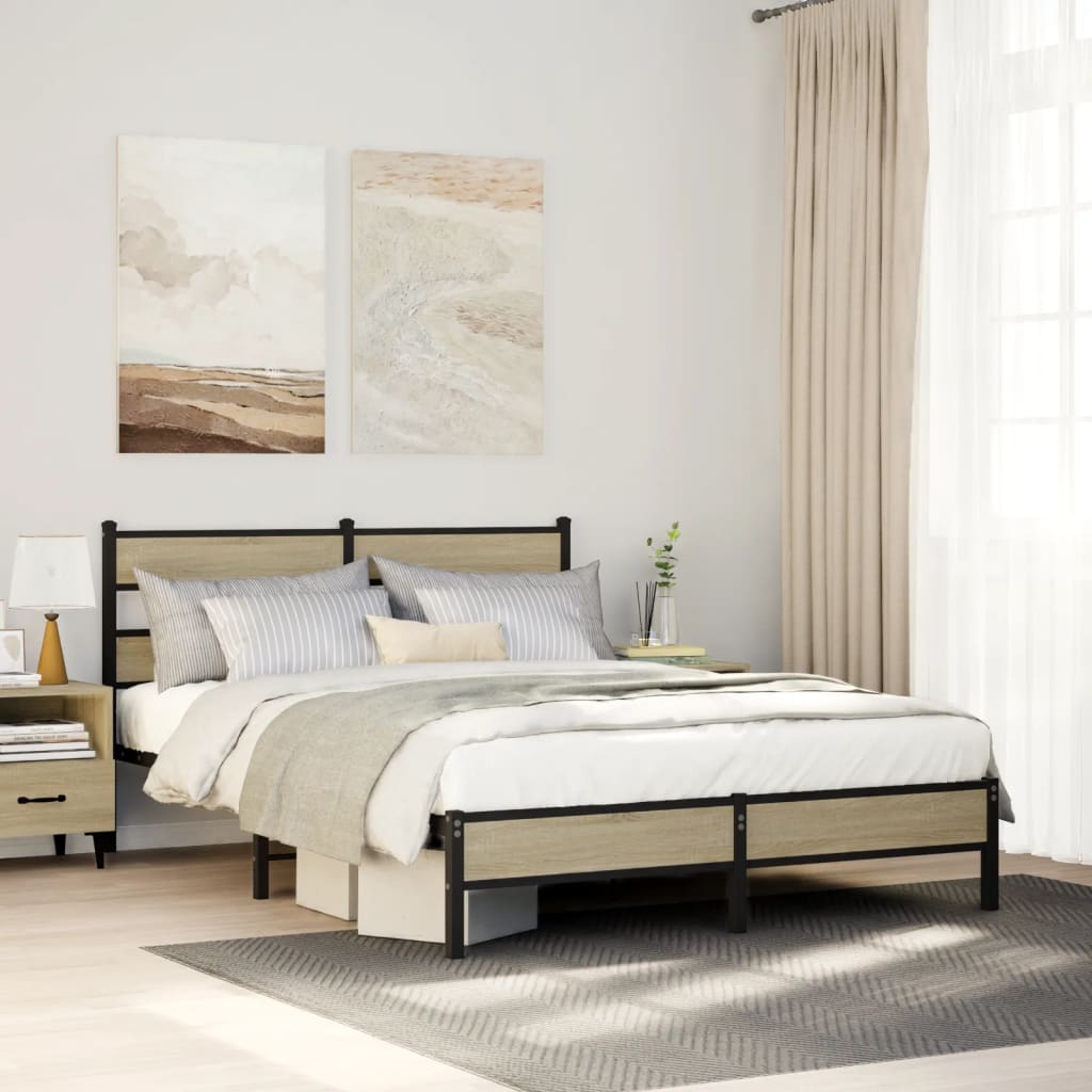 sengeramme 140x190 cm uden madras konstrueret træ sonoma-eg