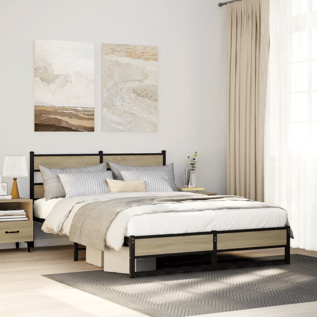 sengeramme uden madras 135x190 cm metal sonoma-eg