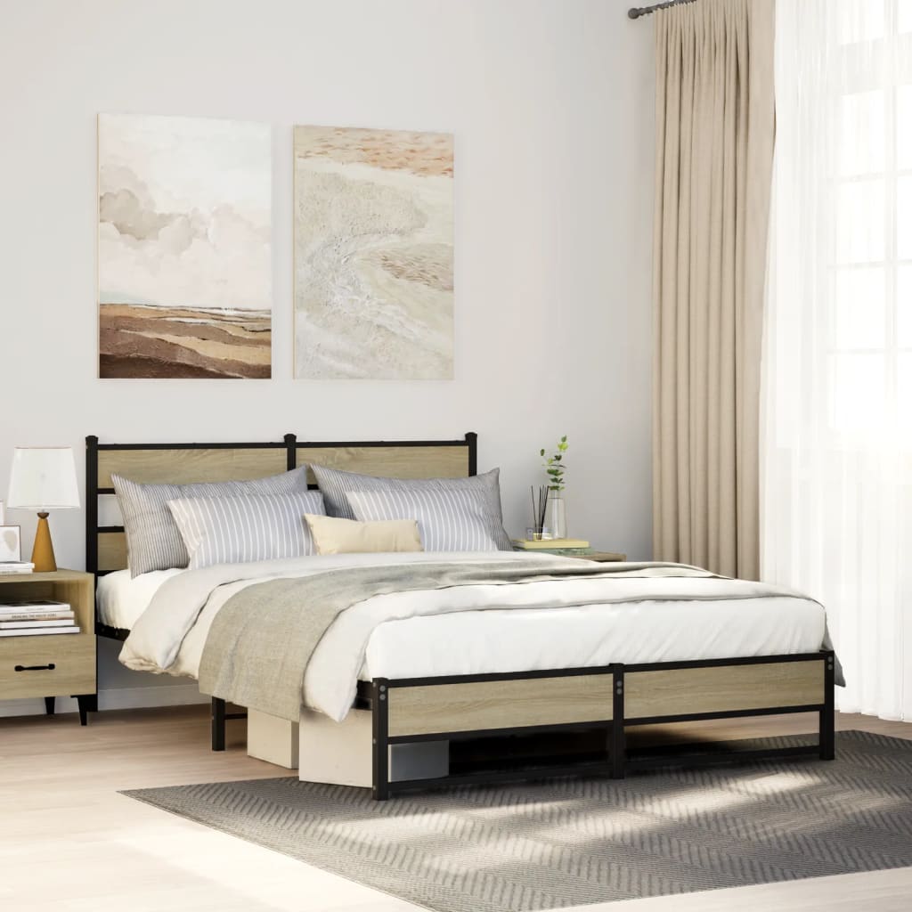 sengeramme uden madras 150x200 cm metal sonoma-eg