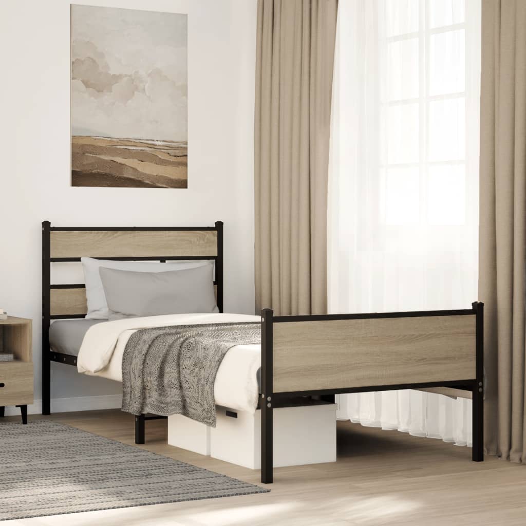 sengeramme 90x190 cm uden madras konstrueret træ sonoma-eg