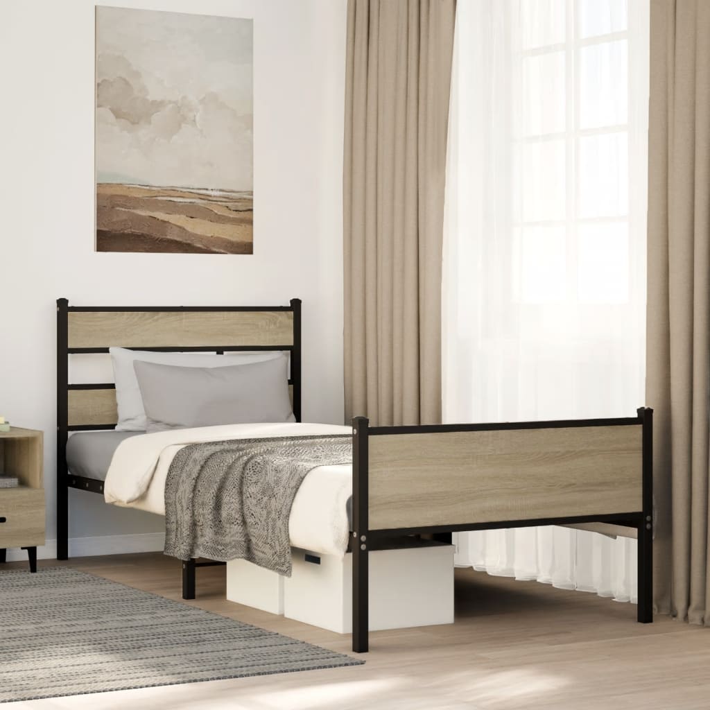 sengeramme 100x200 cm uden madras konstrueret træ sonoma-eg