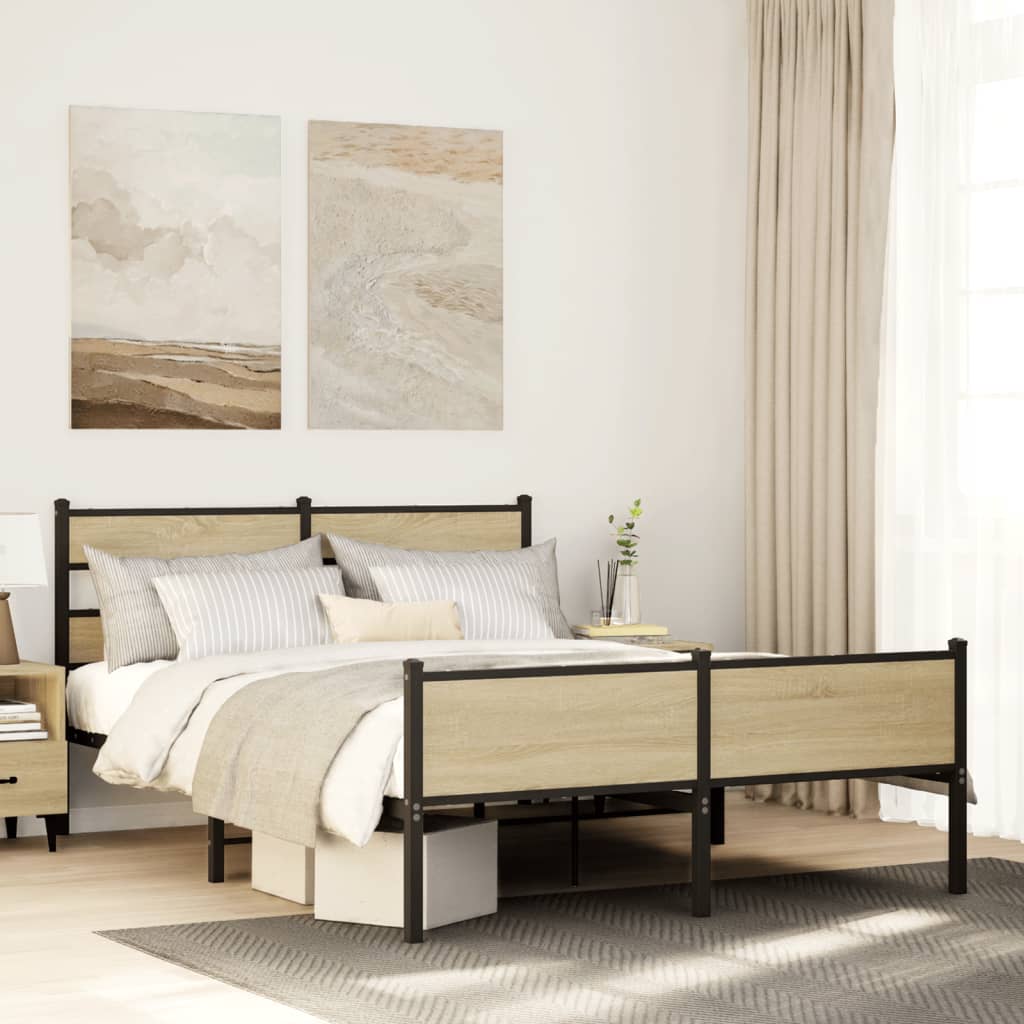 sengeramme 140x190 cm uden madras konstrueret træ sonoma-eg