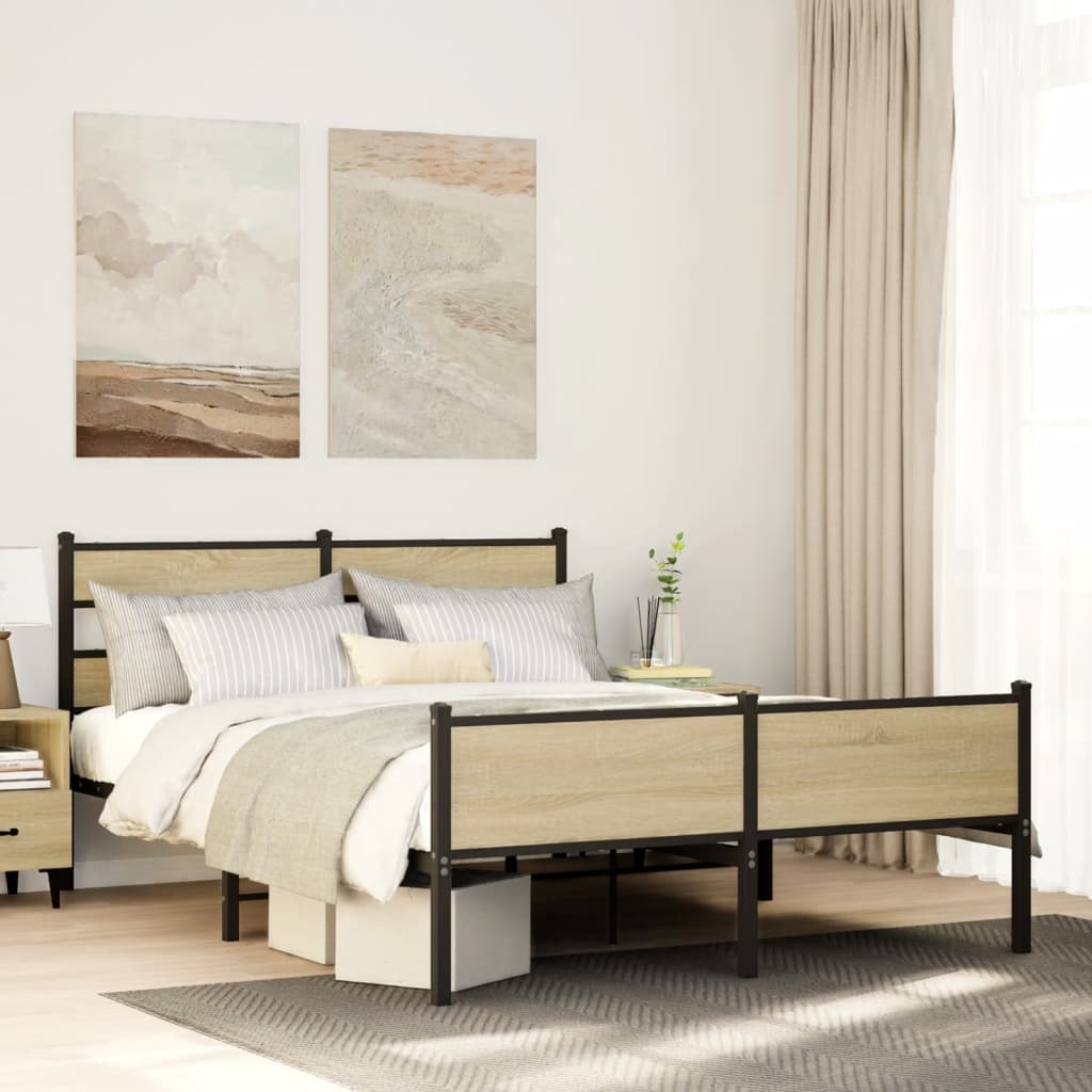 sengeramme 150x200 cm uden madras konstrueret træ sonoma-eg